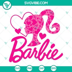 Barbie-themed heart SVG file in pink, representing love with doll and girl elements. Perfect for crafting projects.