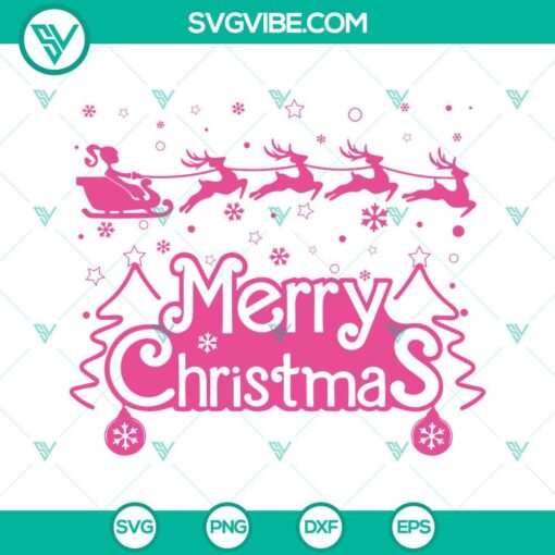 barbie on sleigh svg barbie merry christmas svg png dxf eps cut files mockup