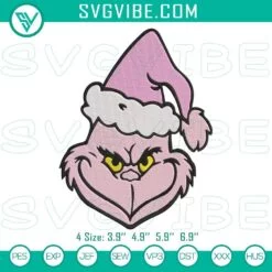 Christmas Embroidery Designs, Embroidery Designs, Barbie Pink Grinch Christmas 9