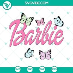 Barbie Butterfly SVG File with Pink Doll Design for Crafting projects.
