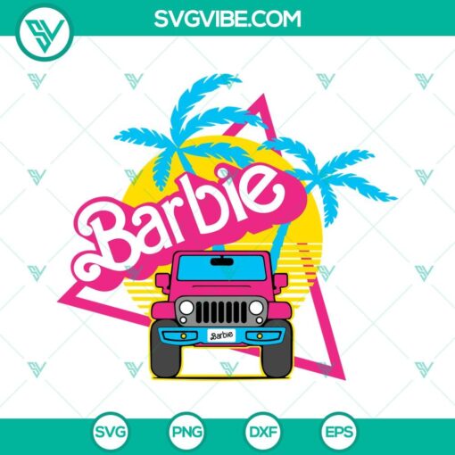 barbie svg barbie pink jeep car svg 4a 4 off road car svg palms and sunset svg 2 mockup