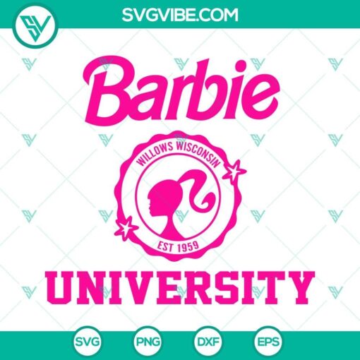 barbie university svg barbie svg willows wisconsin est 1959 svg barbie school svg png dxf eps 5 mockup