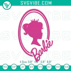 Barbie With Crown Embroidery Designs, Princess Barbie Machine File