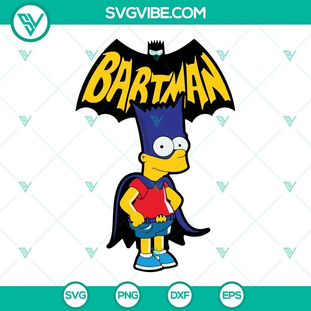 Cartoons, Movies, SVG Files, Bart Batman SVG Image, Bart Simpson SVG Images PNG 1