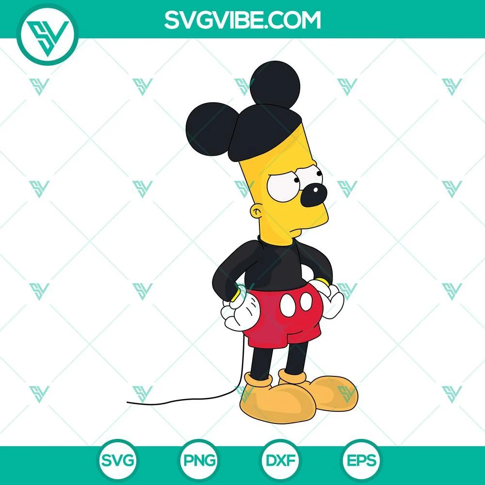 Disney, SVG Files, Bart Mickey Mouse SVG File, Simpson Disney Design SVG Images 1