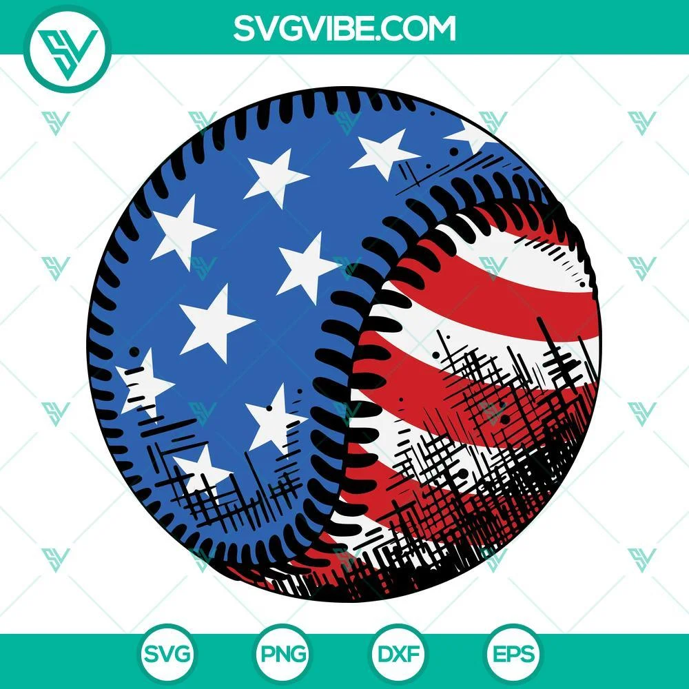 4th Of July, Baseball, SVG Files, Baseball American Flag SVG Image, 4th Of July 1