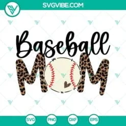 Baseball, Sports, SVG Files, Baseball Mom Svg, Baseball Mom Leopard Svg Png Dxf 2