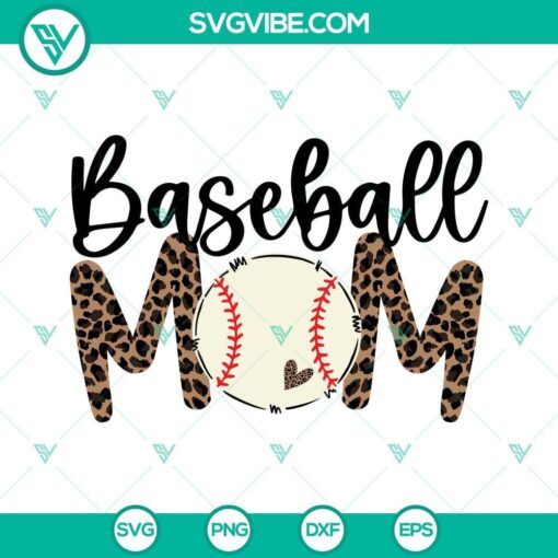 baseball mom svg baseball mom leopard svg png dxf eps cricut silhouette 3 mockup