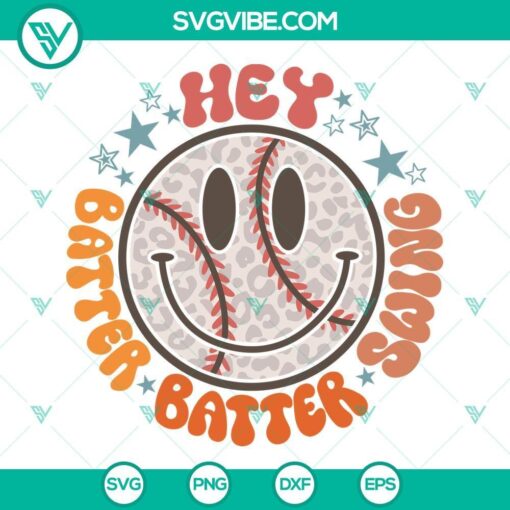 baseball svg hey batter batter swing svg retro baseball smiley face svg 10 mockup