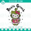 Grinch Hello Kitty Christmas embroidery file with Xmas patterns, festive design for holiday craft projects.