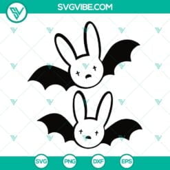 Halloween, Musics, SVG Files, Bat Bad Bunny Logo Halloween SVG Files PNG DXF 2