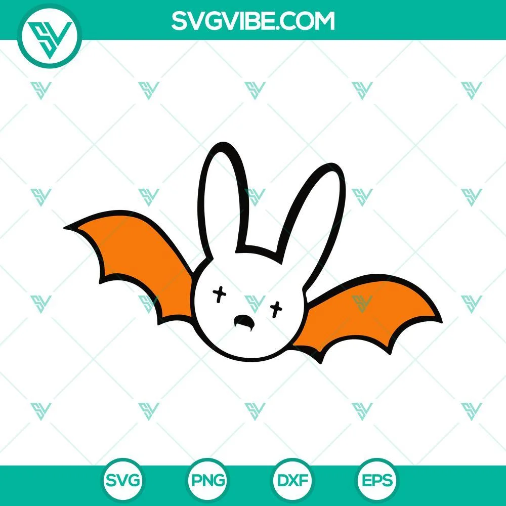 Halloween, Musics, SVG Files, Bat Bad Bunny Logo Halloween SVG Files PNG DXF 2