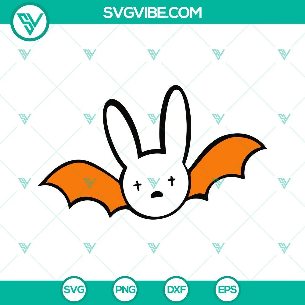 Halloween, Musics, SVG Files, Bat Bad Bunny Logo Halloween SVG Files PNG DXF 3