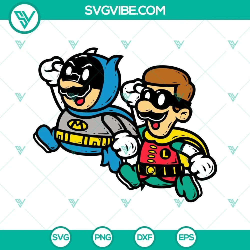 Movies, SVG Files, Batman And Robin Super Mario Brothers SVG Images PNG DXF EPS 1