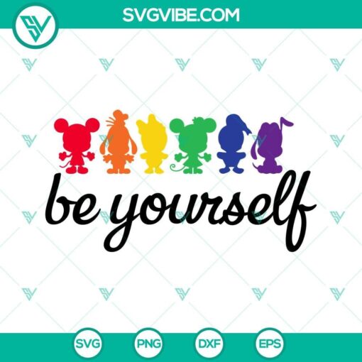 be yourself mickey mouse friends svg rainbow mickey svg disney lgbt pride month svg png dxf eps cricut files 1 mockup