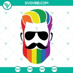 LGBT, SVG Files, Beard Face Rainbow Pride SVG Images, LGBTQ Man SVG Files, 2