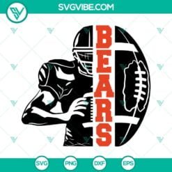 Football, Sports, SVG Files, Bears Football Half Player SVG Download, Bears 23