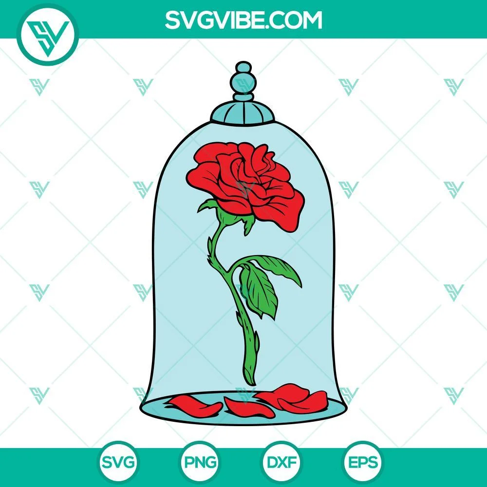 Disney, SVG Files, Beauty And The Beast Rose SVG Files, Belle Rose Layered SVG 1