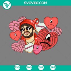 Musics, Valentine's Day, SVG Files, Bebesota Bad Bunny Heart Concha SVG Images, 1