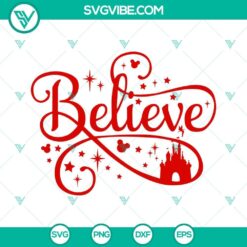 Believe Castle Magical Christmas SVG design perfect for Cricut. Contains PNG, DXF, and EPS files. Ideal for holiday crafting projects.