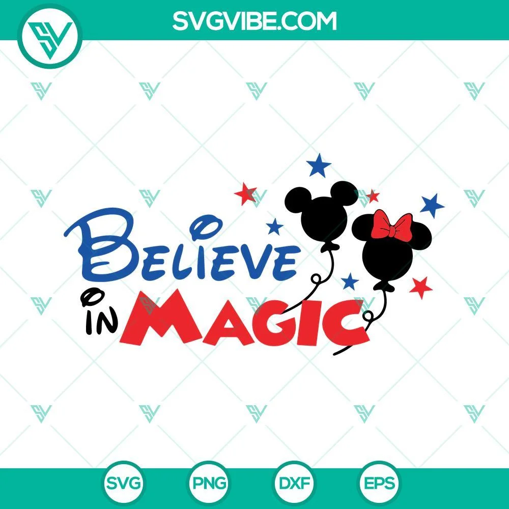 4th Of July, Disney, SVG Files, Believe In Magic SVG Files, Mickey Minnie Head 1