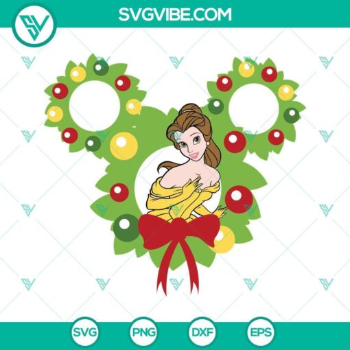 belle princess mickey head christmas svg beauty and the beast christmas svg png dxf eps cut files 5 mockup