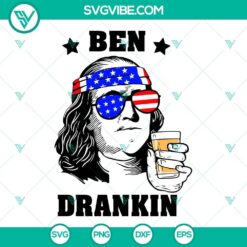 Ben Drankin SVG for July 4th celebrations, includes Drinking Beer and American themes. Perfect for patriotic crafts.