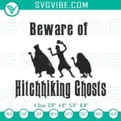 Hitchhiking Ghosts embroidered design inspired by Haunted Mansion. Ideal for Halloween crafts.