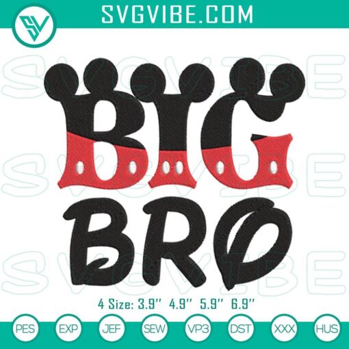 big bro mickey mouse machine embroidery design files mockup