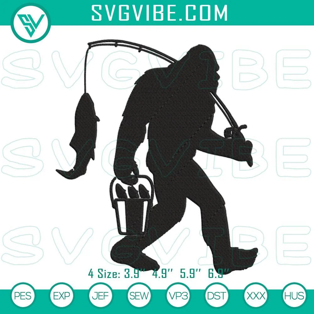 Embroidery Designs, Bigfoot Fishing Embroidery Pattern Designs bigfoot 1