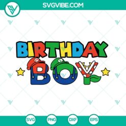 Birthday, Movies, SVG Files, Birthday Boy Super Mario SVG Download, Mario 2