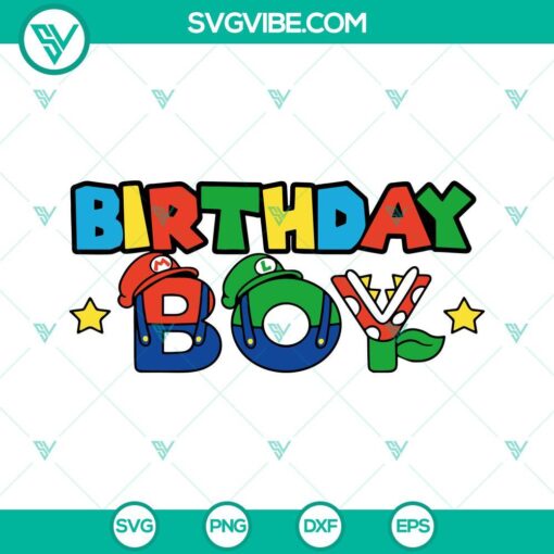 birthday boy super mario svg mario birthday svg luigi svg birthday family svg png dxf eps cricut 4 mockup