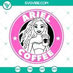 Disney, Movies, Starbucks Cup Wrap, SVG Files, Black Ariel Coffee SVG Files, 2