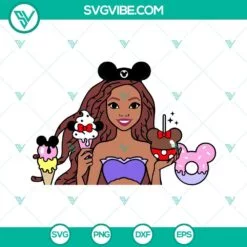 Disney, Movies, SVG Files, Black Ariel Disney Snacks SVG Images, The Little 2