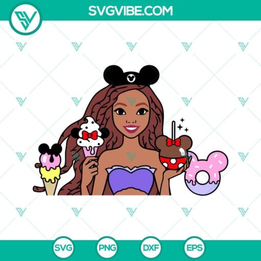 black ariel disney snacks svg the little mermaid 2023 svg african american ariel princess svg 7 mockup