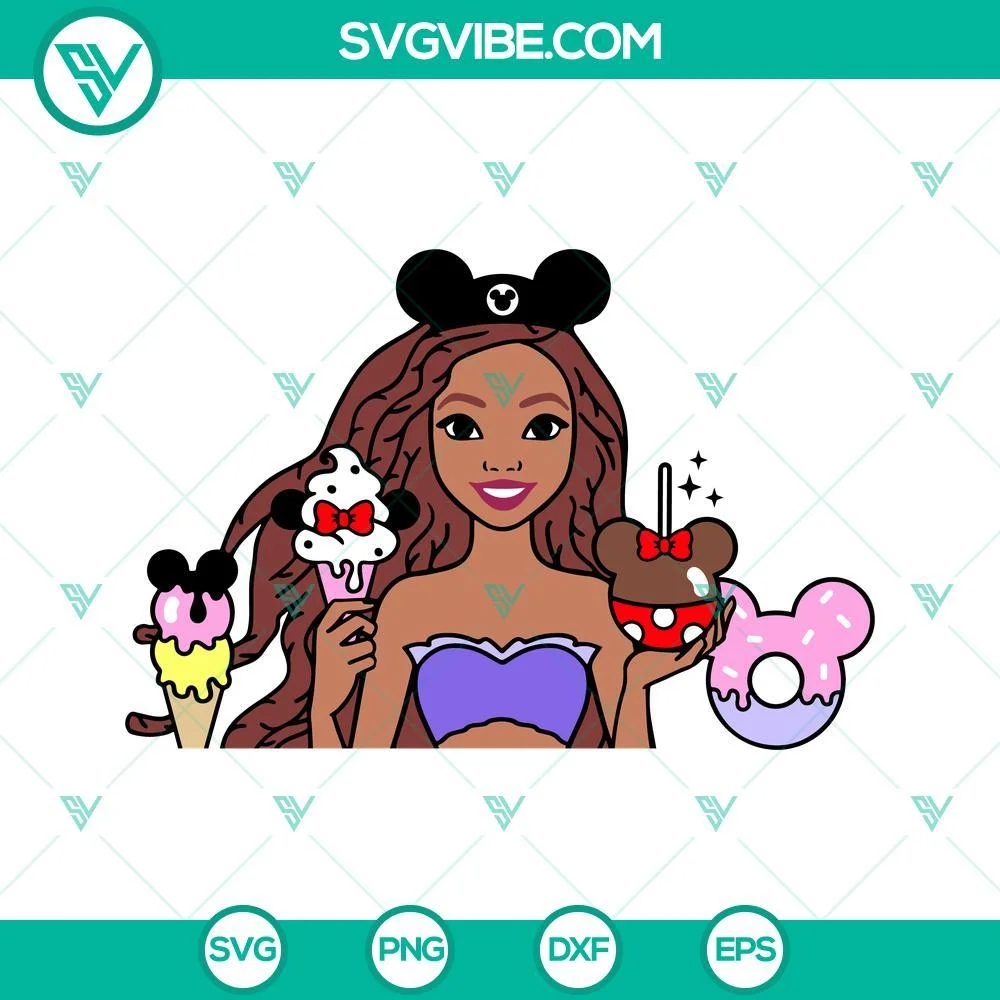 Disney, Movies, SVG Files, Black Ariel Disney Snacks SVG Images, The Little 1