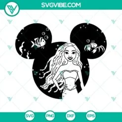 African American, Disney, Movies, SVG Files, Black Ariel Mickey Mouse Ears SVG 3