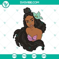 Disney, Movies, SVG Files, Black Ariel Princess SVG File, Halle Bailey Little 4