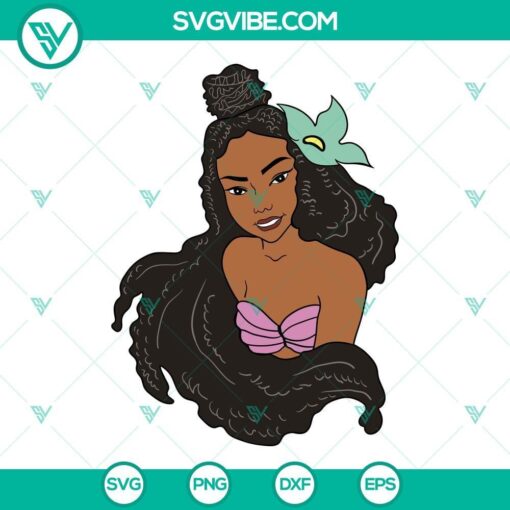 black ariel princess svg afro mermaid svg halle bailey svg disney little mermaid 2023 svg png dxf eps cut files 4 mockup