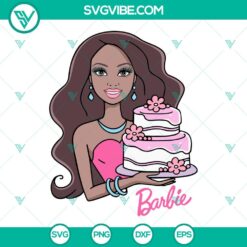 Birthday, Movies, SVG Files, Black Barbie Birthday Cake SVG Download, Barbie 2