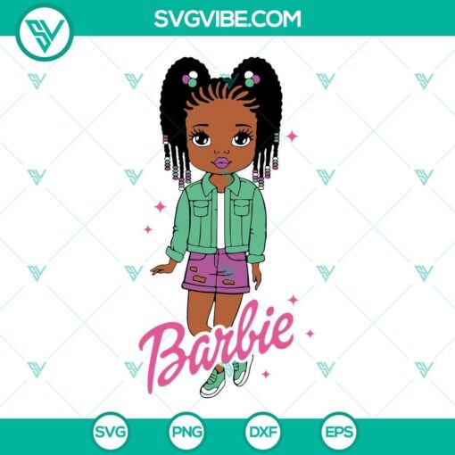 black barbie girl curly svg afro barbie svg child doll girl svg png dxf eps files 5 mockup