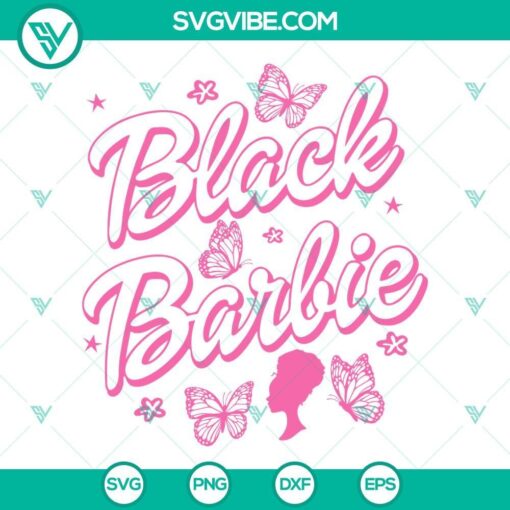 black barbie svg african american pink doll svg afro woman svg png dxf eps cut files 3 mockup