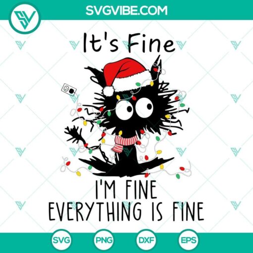 black cat it s fine i m fine everything is fine svg funny black cat christmas svg file 7 mockup