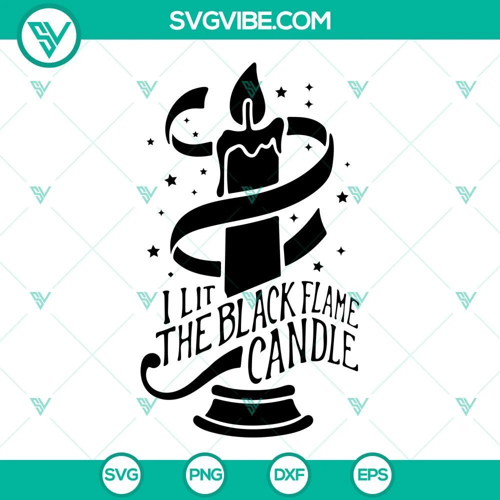 Halloween, SVG Files, Black Flame Candle SVG Download PNG DXF EPS Instant 1