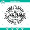Black Flame Candle and Sanderson Sisters SVG images for cutting machines, including PNG, DXF, and EPS files for Halloween crafts.