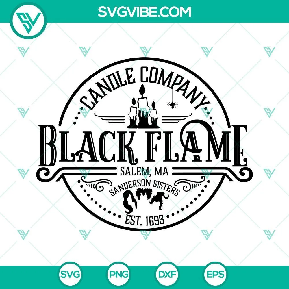 Halloween, SVG Files, Black Flame SVG File, Black Flame Candle Co SVG Image, 1