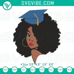 School Embroidery Designs, Embroidery Designs, Black Girl Graduation Cap 6