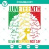 Juneteenth Independence Day Afro Woman SVG graphic for download, celebrating Black girl empowerment.