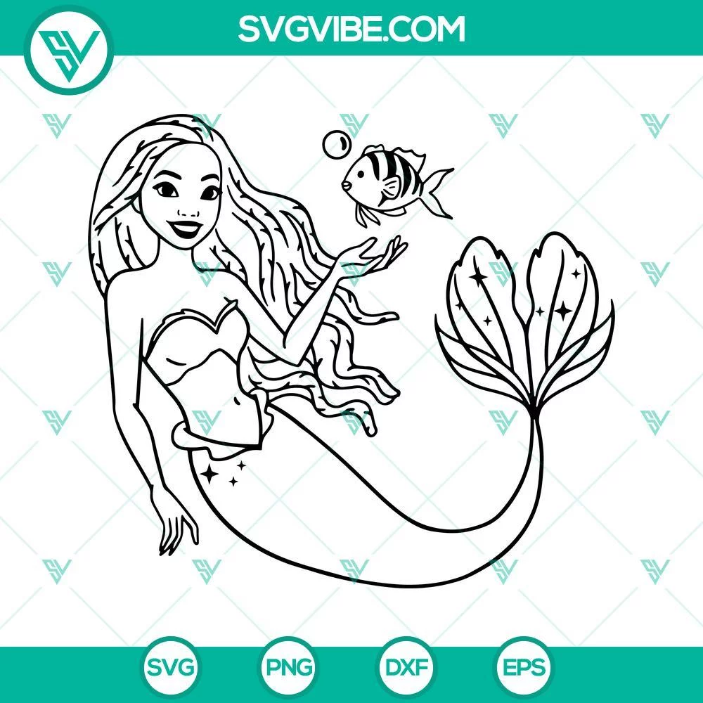 African American, Disney, Movies, SVG Files, Black Little Mermaid And Flounder 1