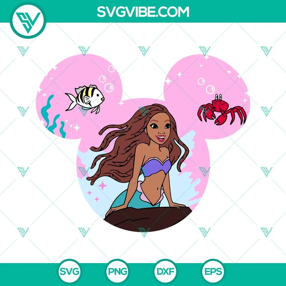 African American, Disney, Movies, SVG Files, Black Little Mermaid SVG Image, 1